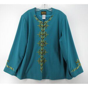 Bob Mackie Jacket 2X Plus Wearable Art Embroidered Fleur De Lis